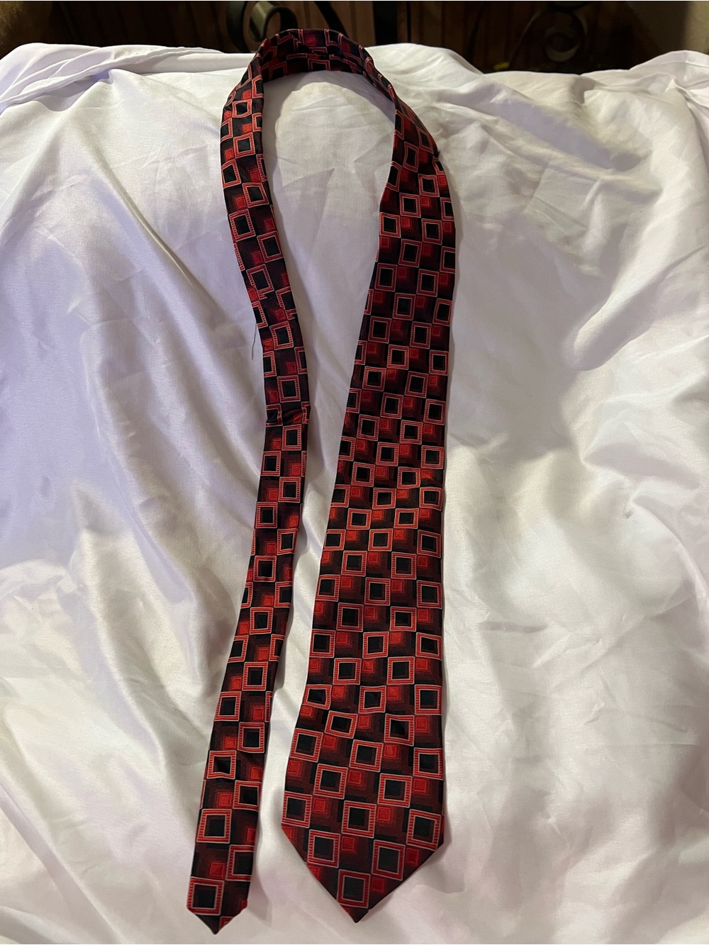 croft & barrow Red and Black Geometric Silk Tie